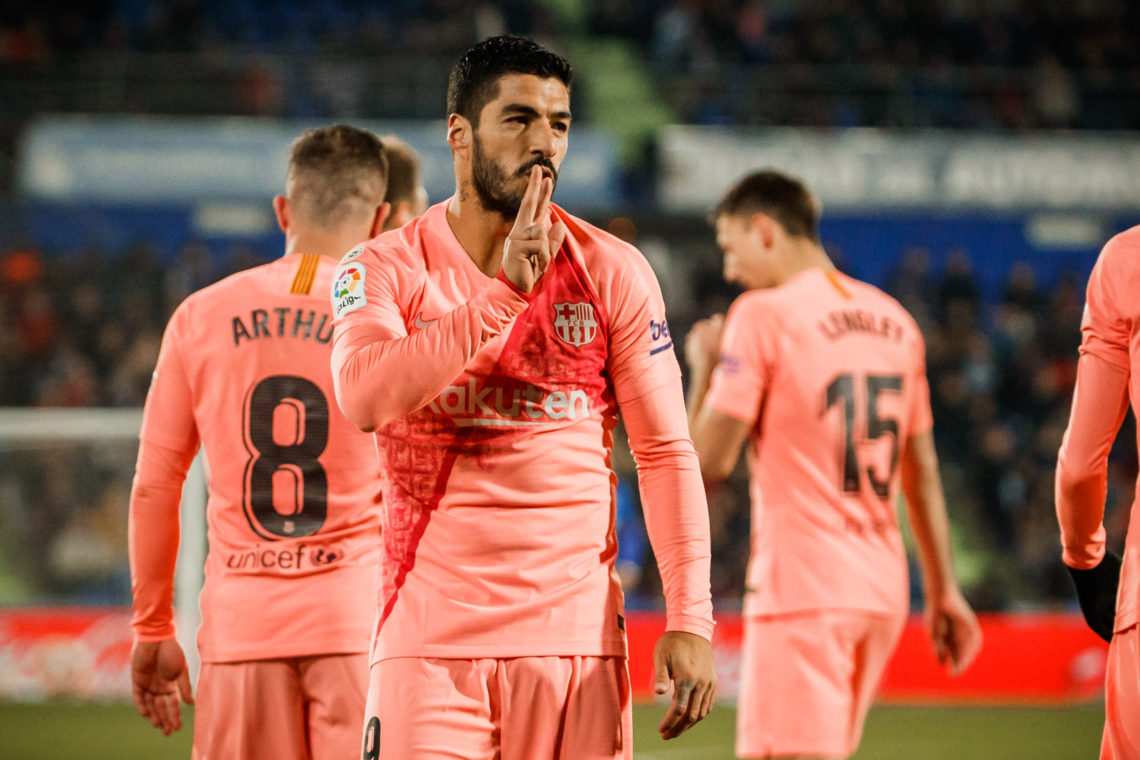 Luis Suárez comemorando gol pelo Inter Miami na Major League Soccer.